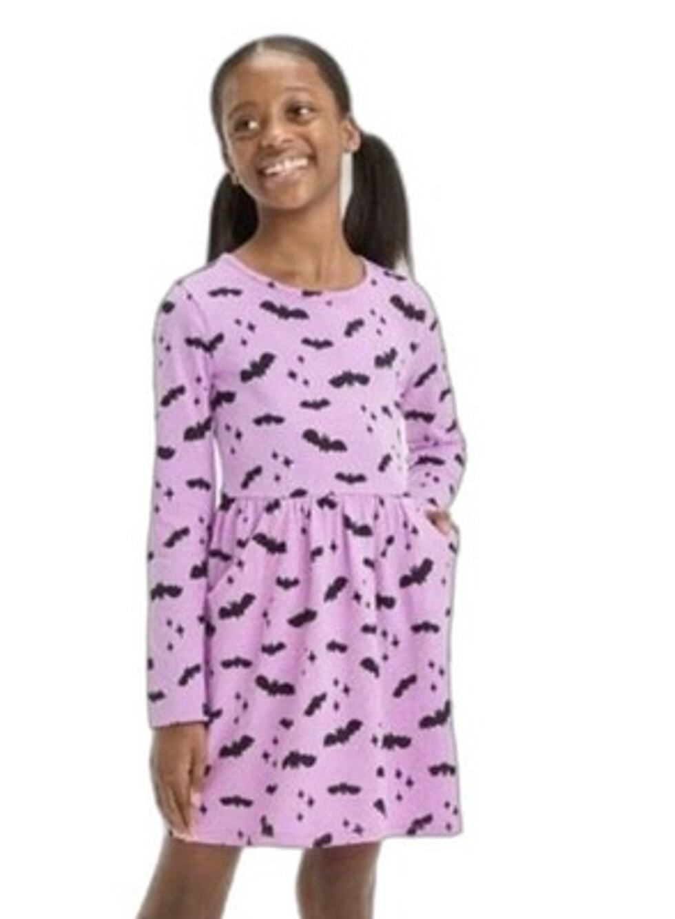 Cat & Jack Bat Print Dress Purple Halloween Girls Large 10/12